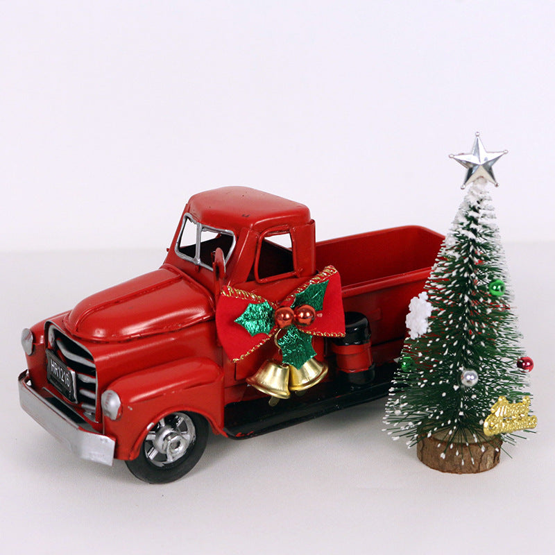 Retro Metal Red Christmas Truck Ornament
