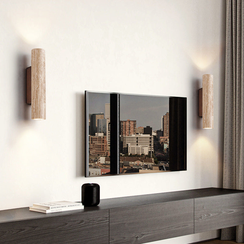 Maliben | TravertIne Wall Lamp in Japandi Tube Shape