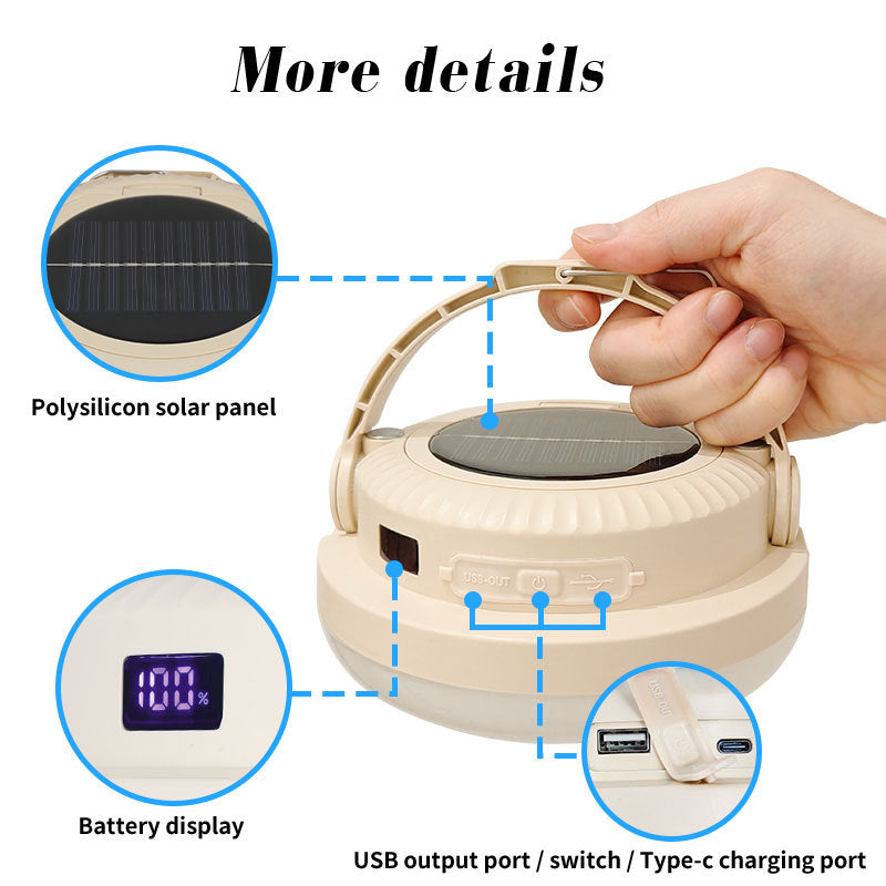 Long-Endurance Led Rechargeable Light Solar Camping Light