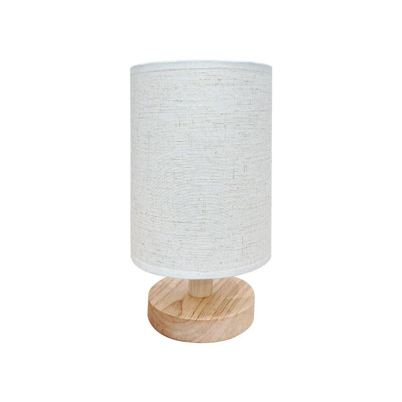 Usb Solid Wood Fabric Table Lamp