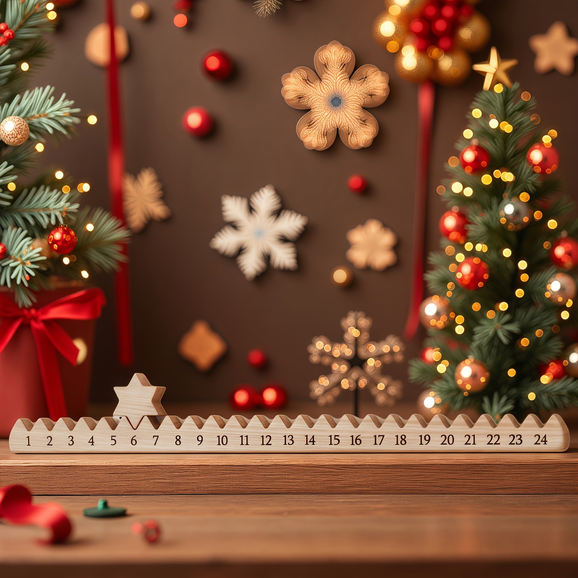 Wooden Santa Claus Climbing Ladder Countdown