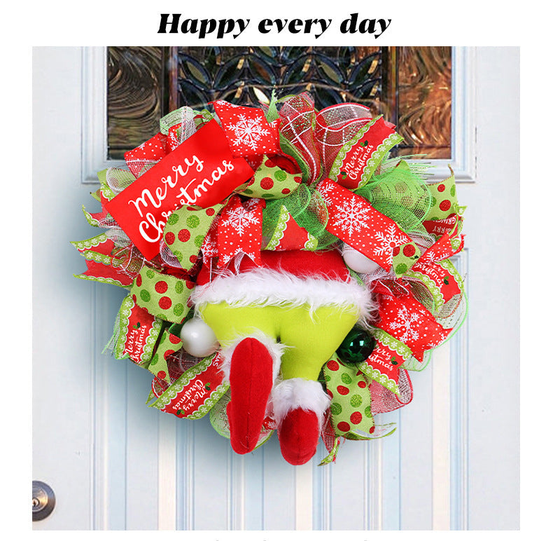 Grinch Leg Christmas Wreath Door Hanging Ornament