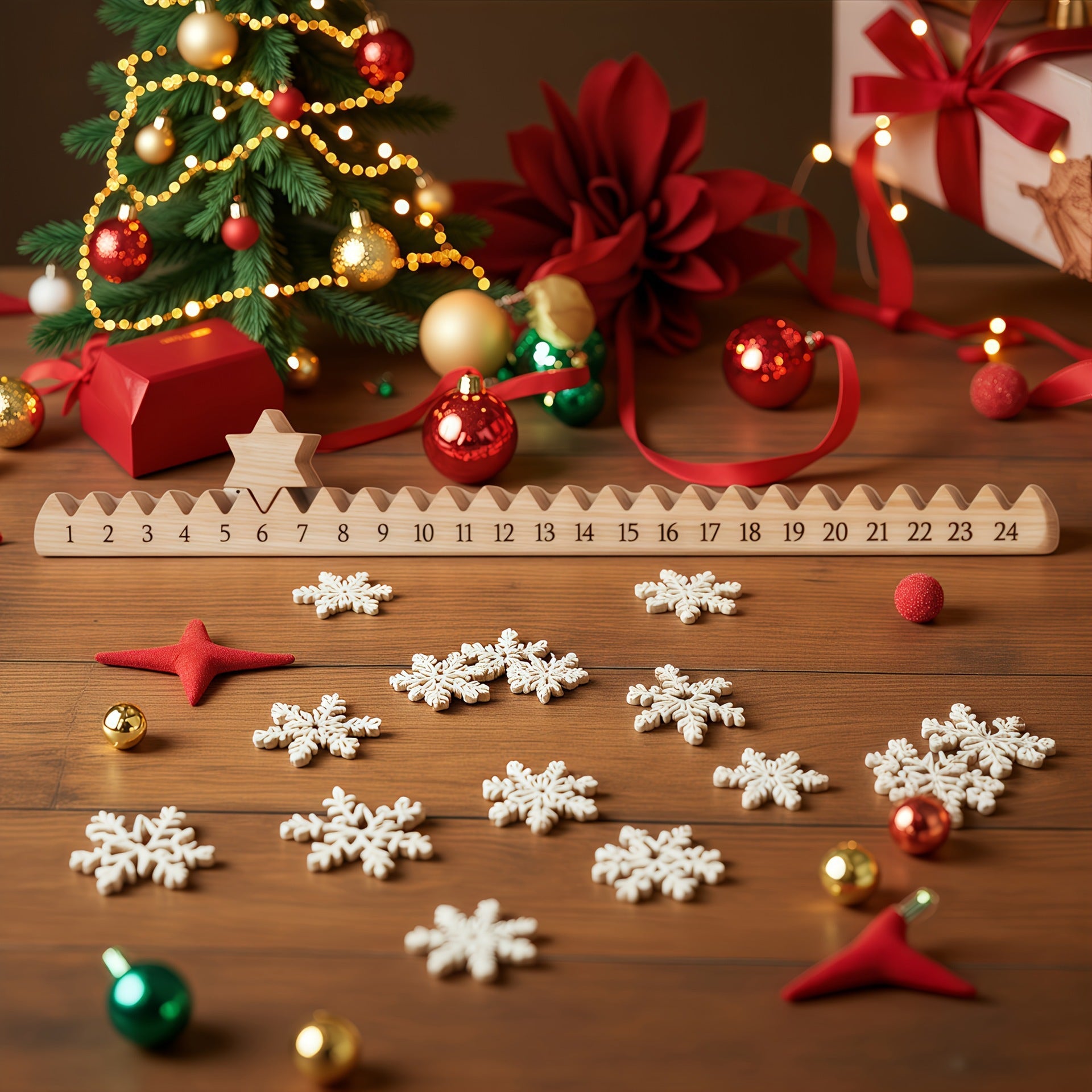 Wooden Santa Claus Climbing Ladder Countdown