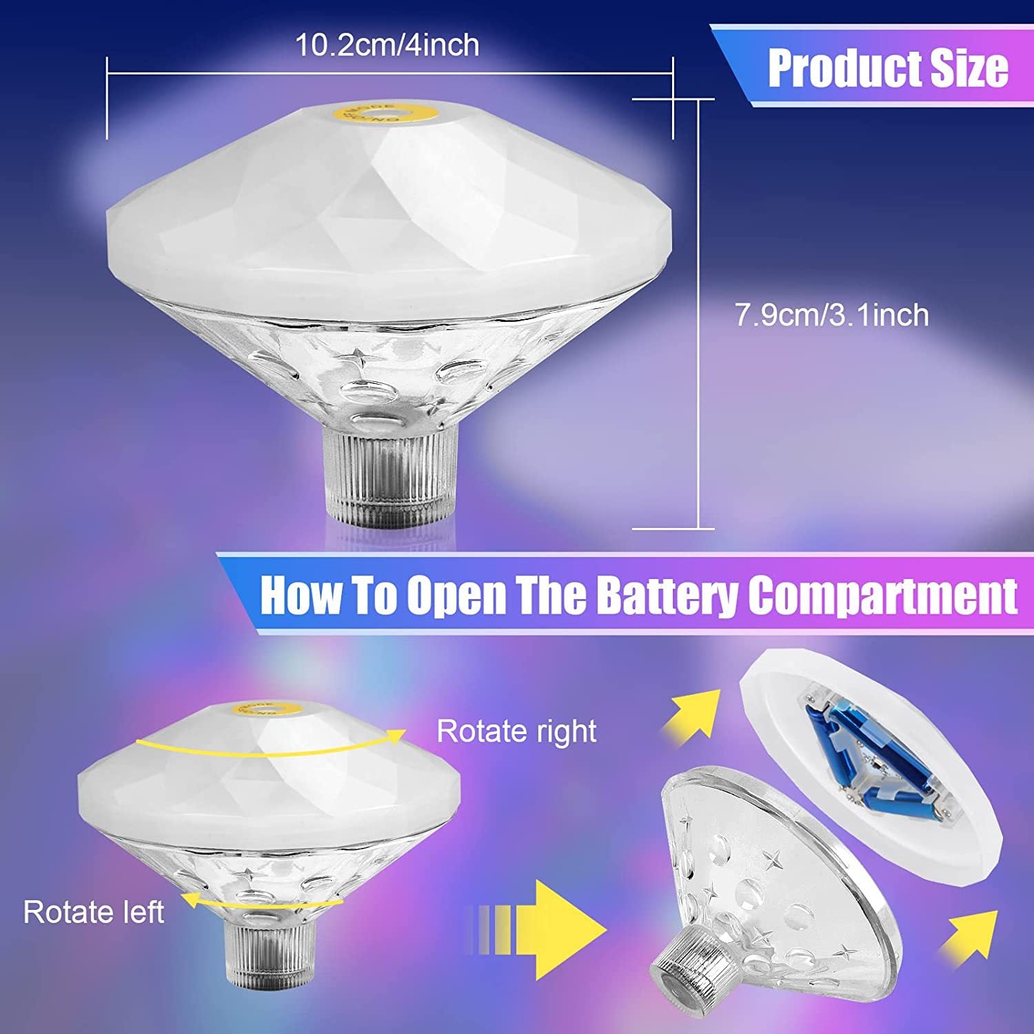 Outdoor Led Waterproof Diamond Pool Light Floating Decor