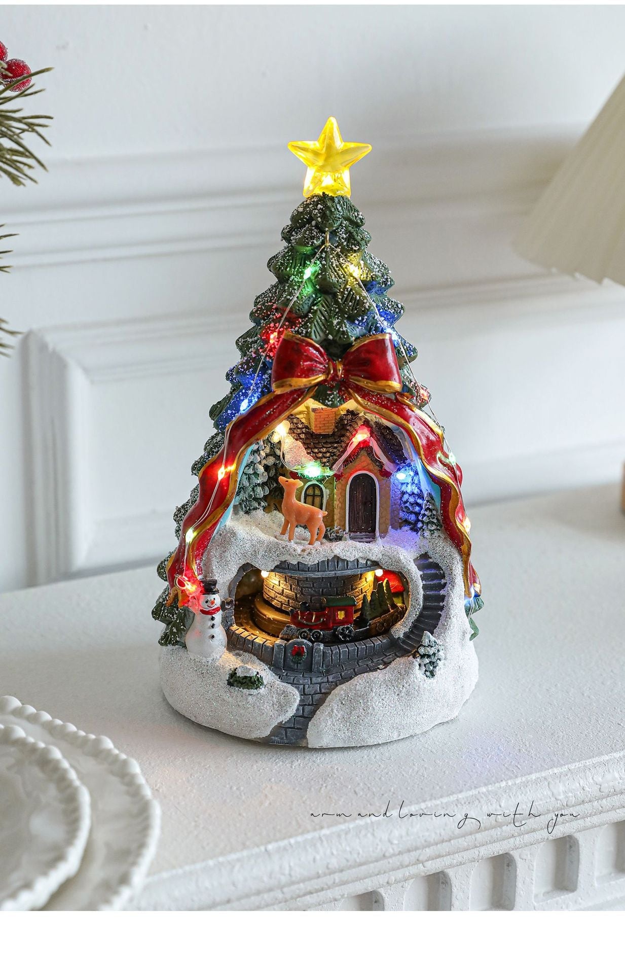Resin Glowing Rotating Christmas Music Box