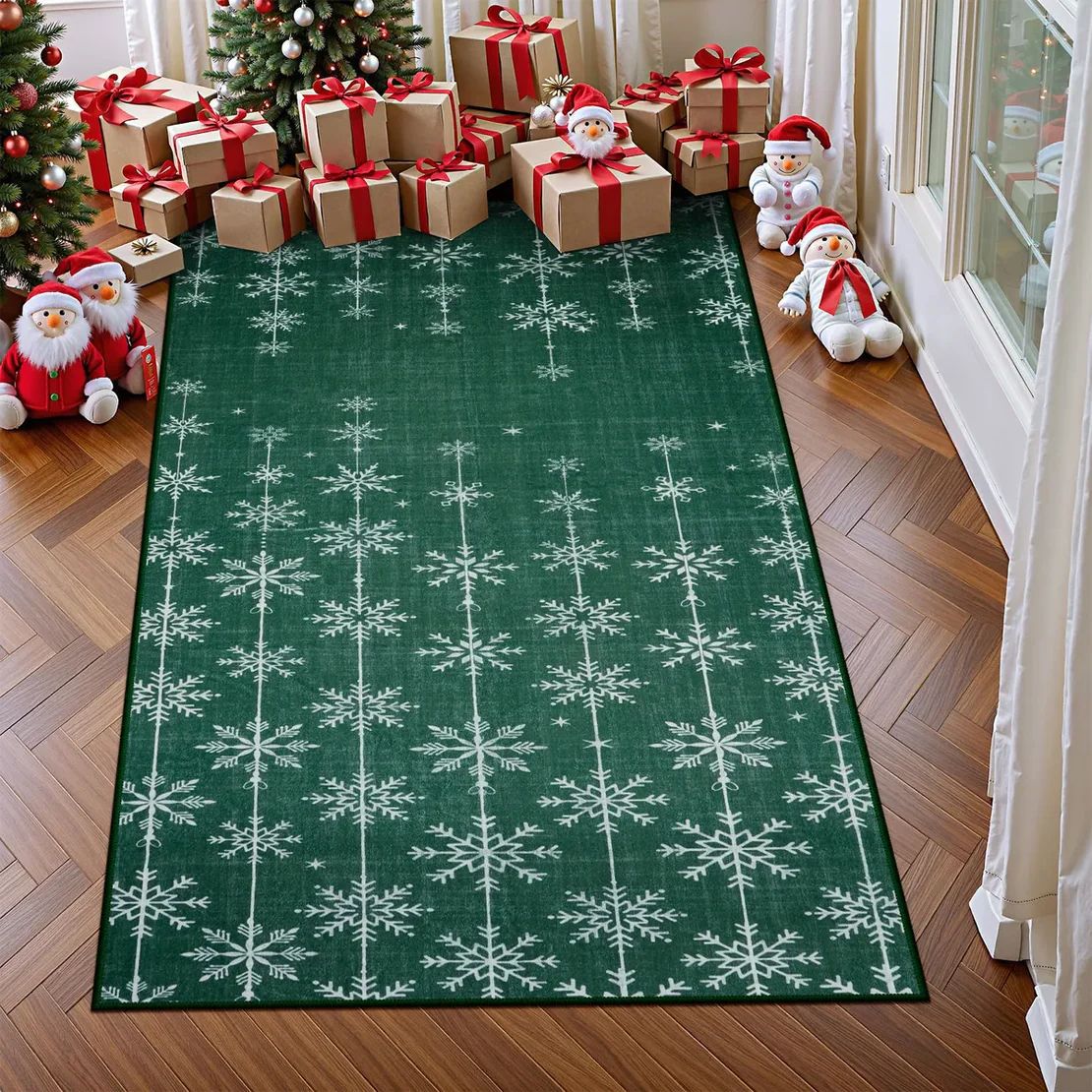 Maliben | Christmas Rug - Crystal Velvet Living Room Bedroom Non-Slip And Stain-Resistant Rug