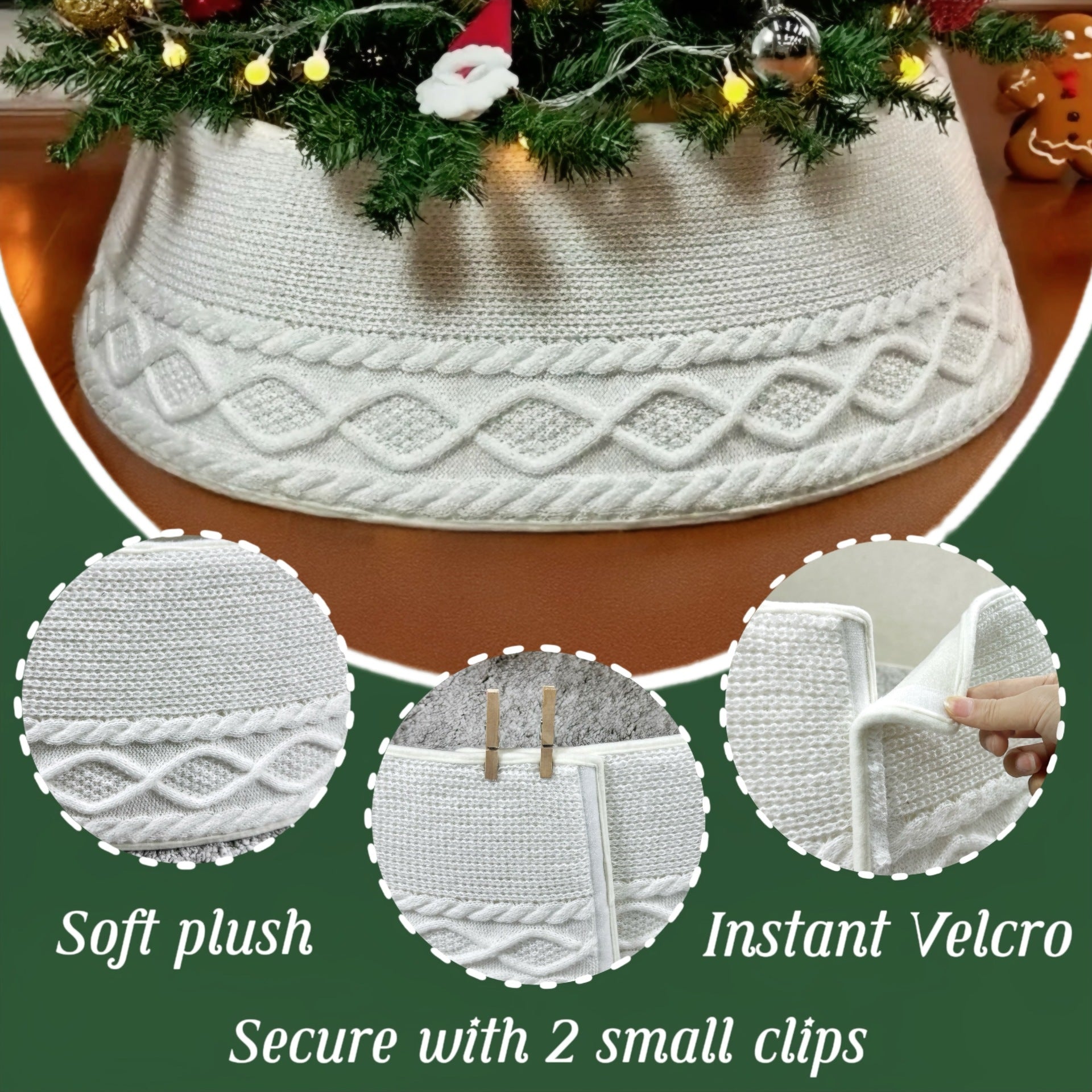 Luxury Knitted Christmas Tree Skirt – Cozy Apron Scene Decoration Base