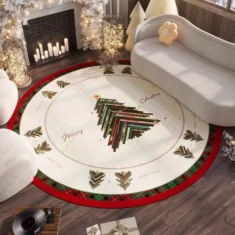 Maliben | Christmas Rug - Living Room Red Festive Carpet Absorbent Non-Slip