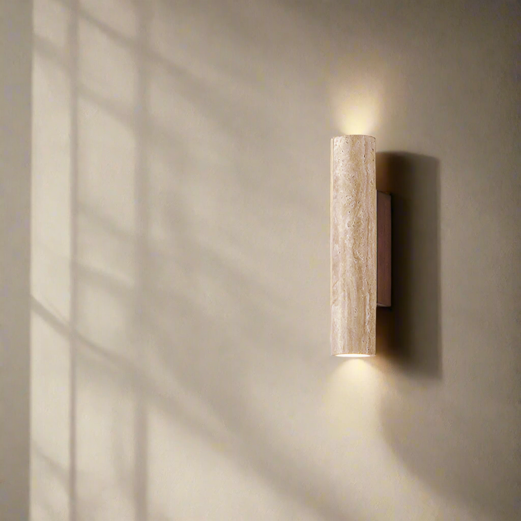 Maliben | TravertIne Wall Lamp in Japandi Tube Shape