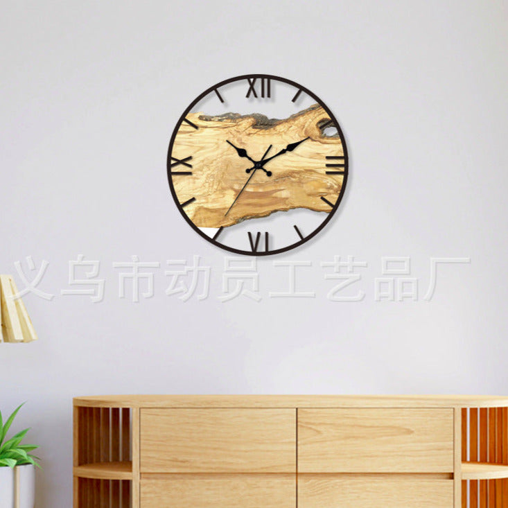 Maliben | Wood imitation acrylic silent wall clock for the living room 30 cm