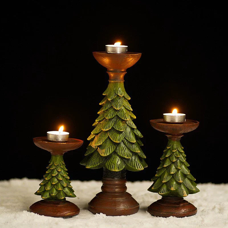 Green Cedar Christmas Tree Candle Holder Ornament