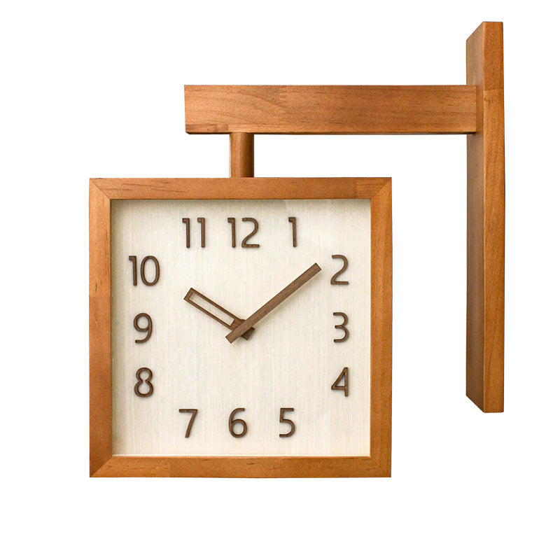 Maliben | Wall-Corner-Two-Sided Wood-Analog-Clock