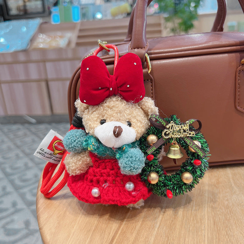 Cute Cartoon Scarf Plush Bear Keychain