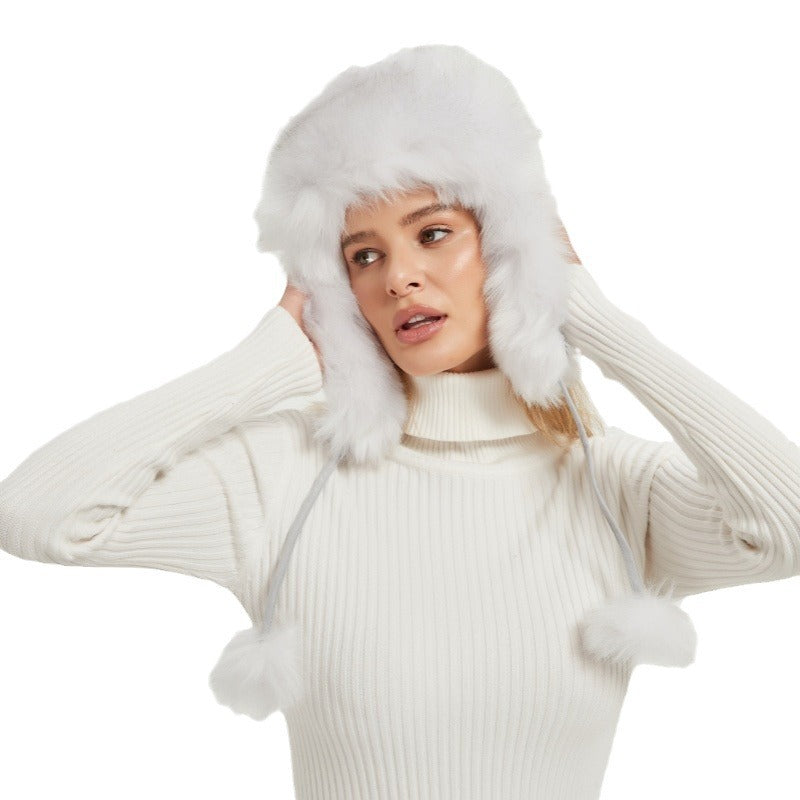 Maliben | Women’S Chunky Faux Fur Winter Hat With Animal Ears