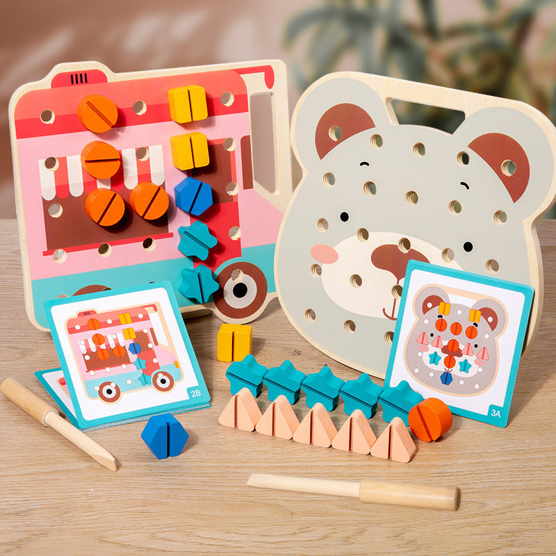 Maliben | Montessori Color Screws Bear Board For Little Craftsmen