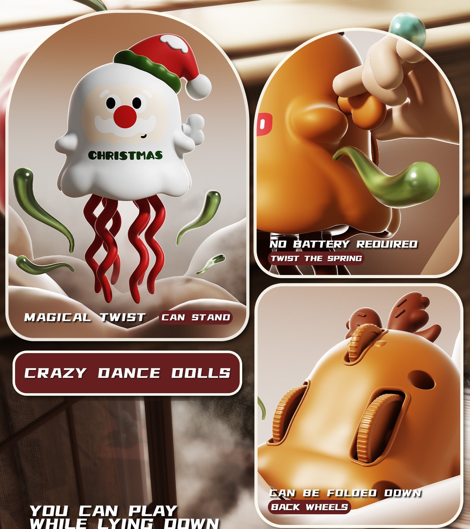 Wind Up Christmas Elk Twisting Dancing Toy