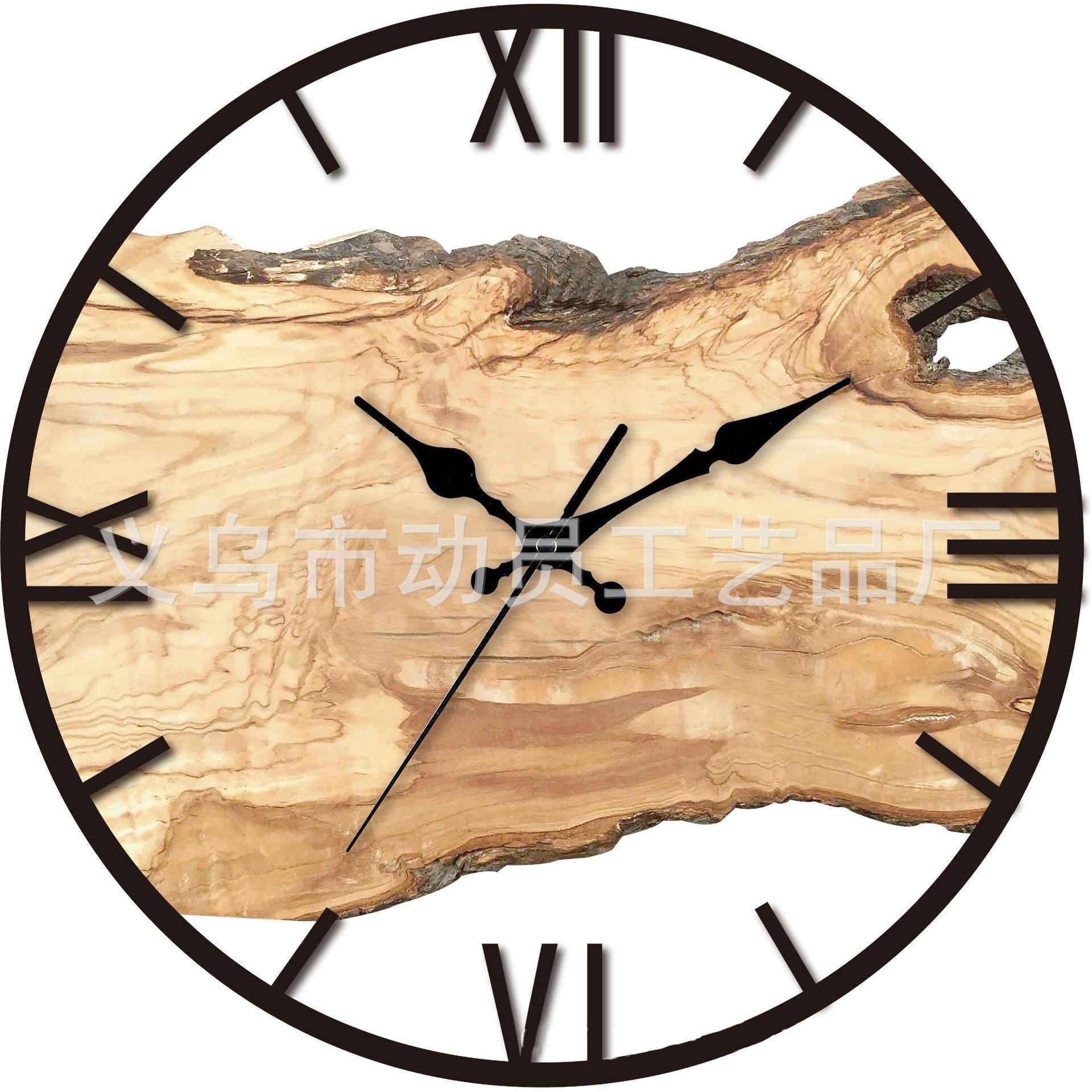 Maliben | Wood imitation acrylic silent wall clock for the living room 30 cm