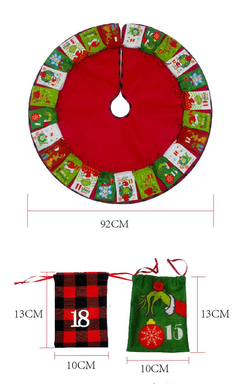 Grinch Christmas Tree Skirt Countdown Gift Bag