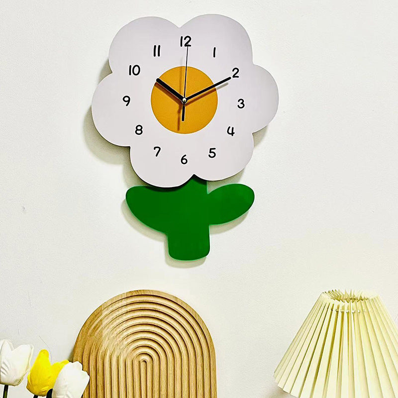 Maliben | Flower Silent Wall Clock for Living Room 12 Inch