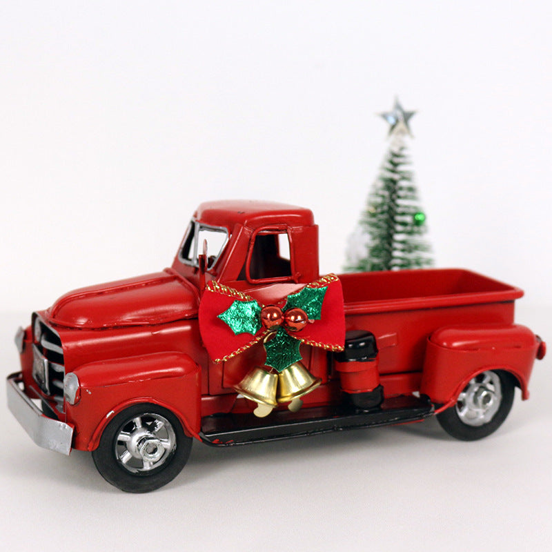 Retro Metal Red Christmas Truck Ornament