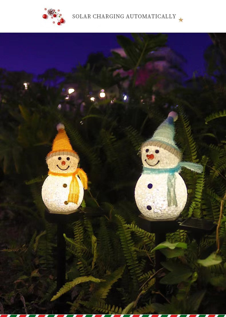 Outdoor Solar Led Snowman Garden Stake