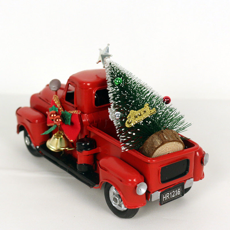 Retro Metal Red Christmas Truck Ornament