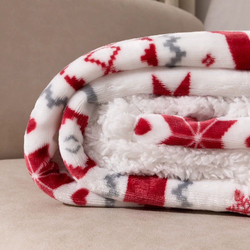 Christmas Double Layer Sherpa Flannel Blanket