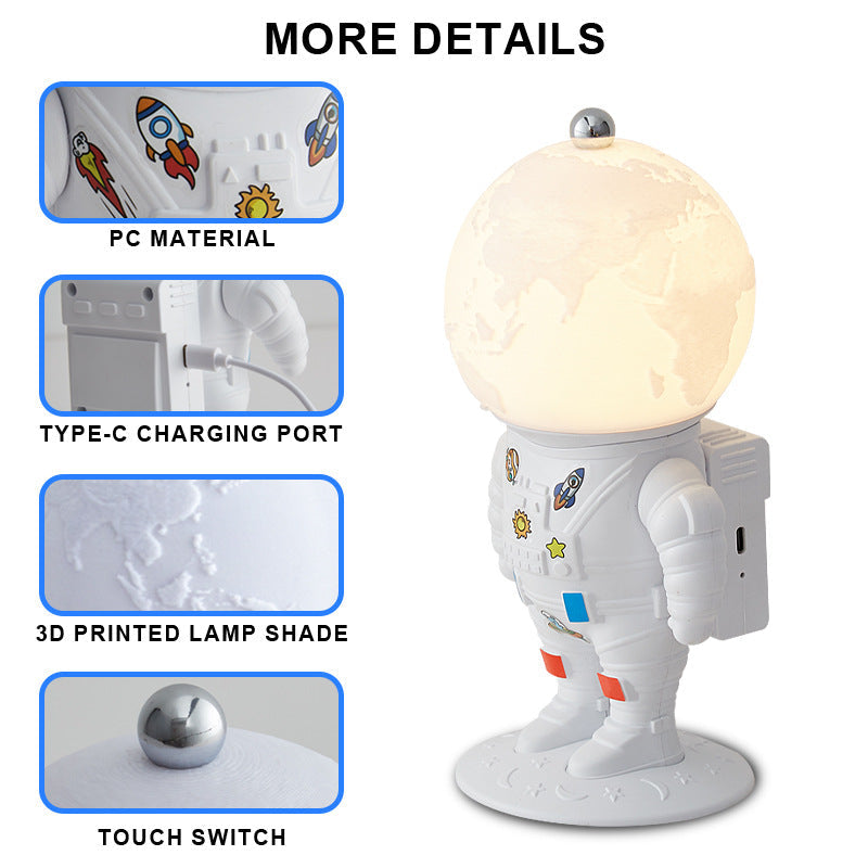 Astronaut Moon Lamp Resin Night Light Bedroom Bedside Decor Creative Gift