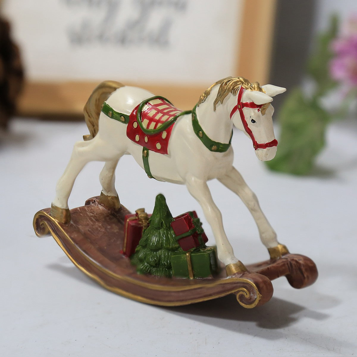 Festive Resin Rocking Horse Carousel Ornament