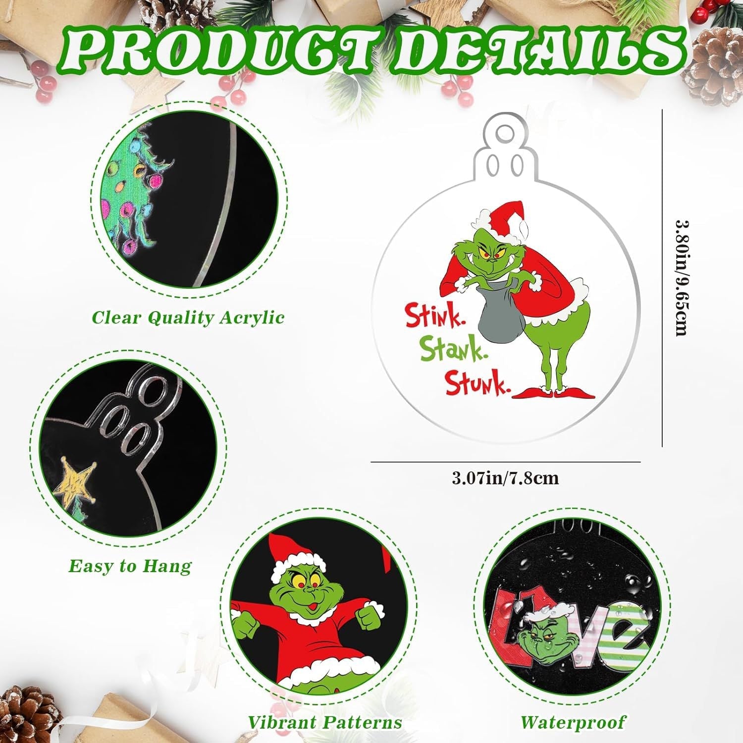 Grinch Acrylic Christmas Tree Ornament