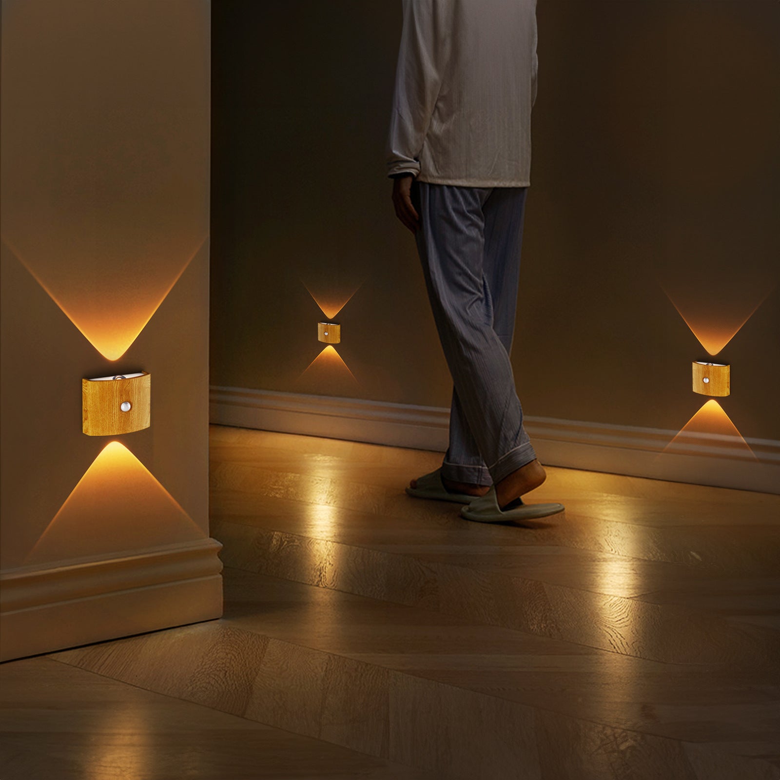 Rechargeable Wall Lamp Wireless Magnetic No-Drill Motion-Sensing Bedroom Bedside Stair Wall Lamp