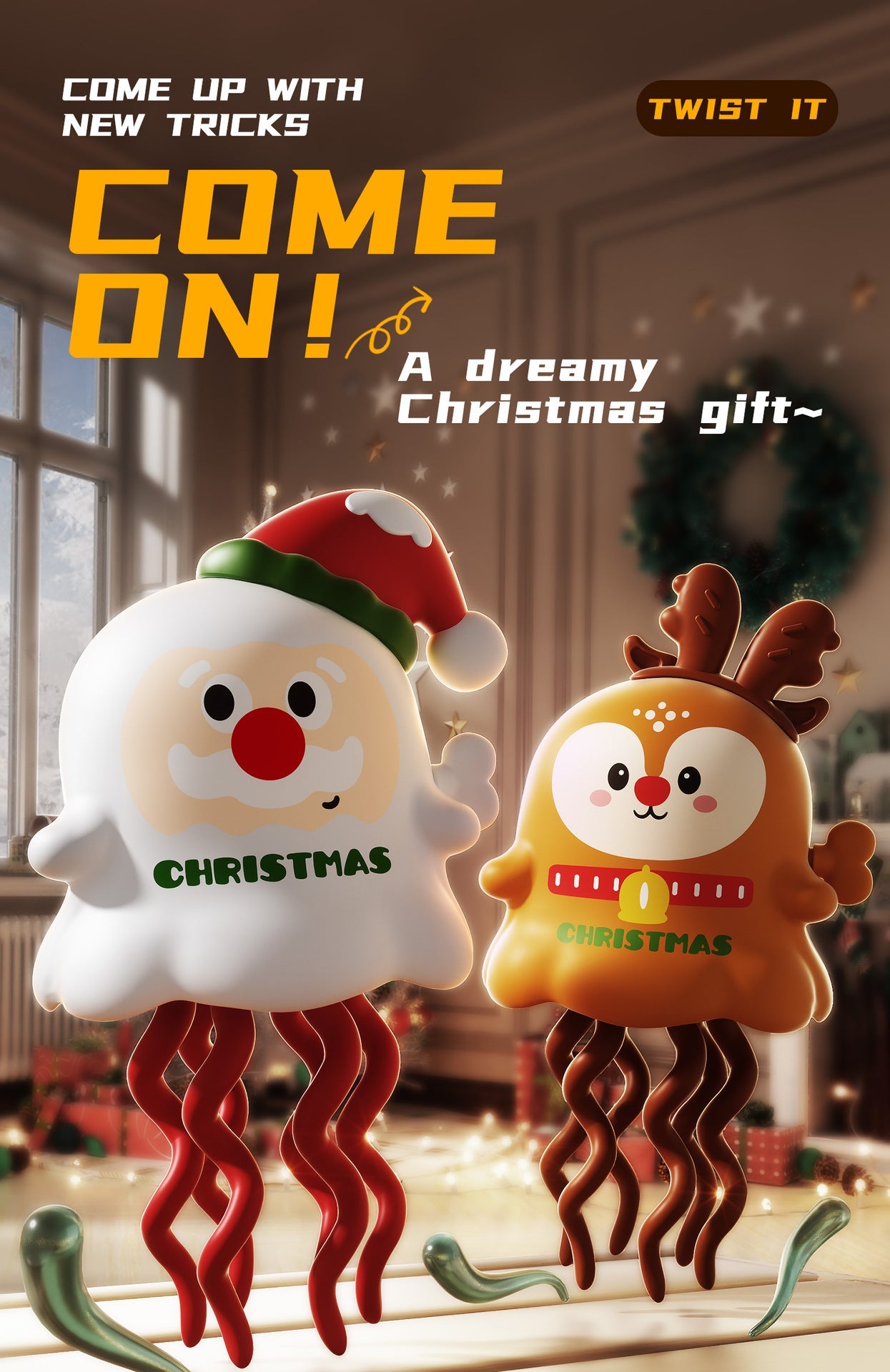 Wind Up Christmas Elk Twisting Dancing Toy