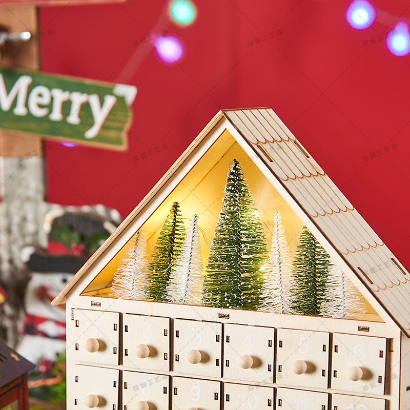 Wooden Led Light Up Christmas Advent Calendar