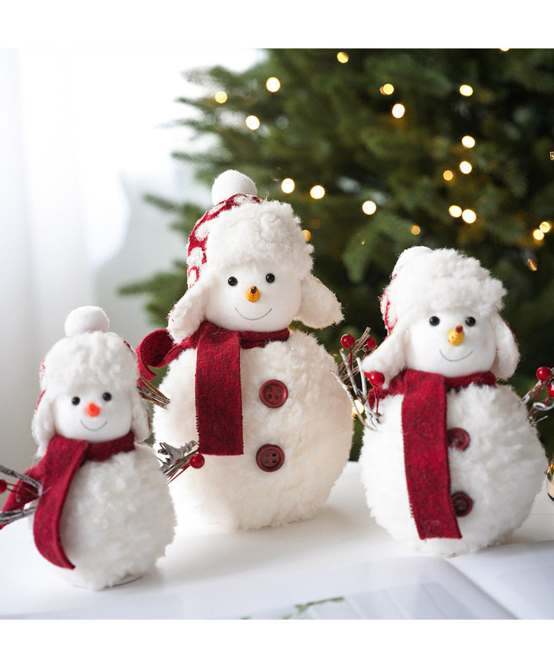 Plush Knitted Christmas Snowman Doll Ornament