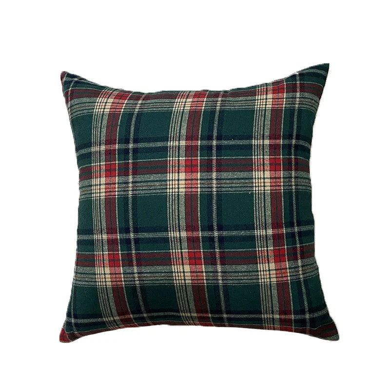 Red Green Plaid Christmas Throw Pillow