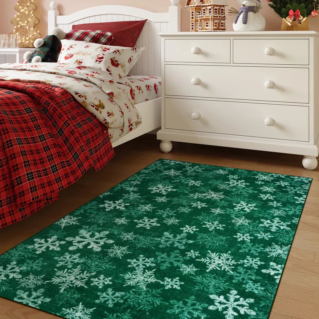Maliben | Christmas Rug - Crystal Velvet Living Room Bedroom Non-Slip And Stain-Resistant Rug