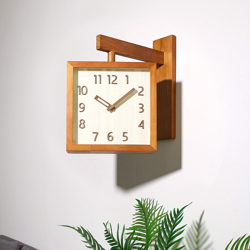 Maliben | Wall-Corner-Two-Sided Wood-Analog-Clock