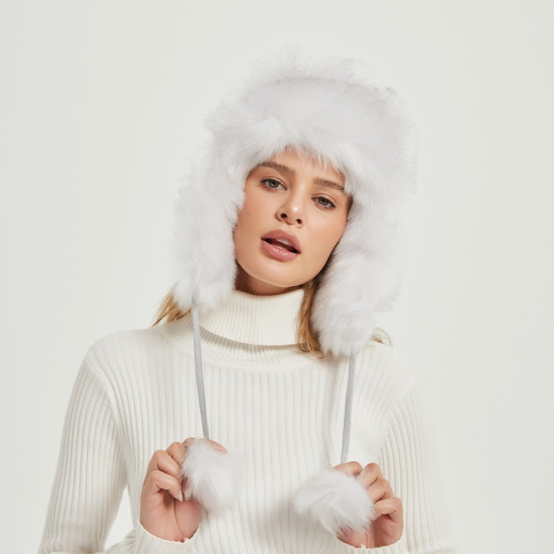 Maliben | Women’S Chunky Faux Fur Winter Hat With Animal Ears