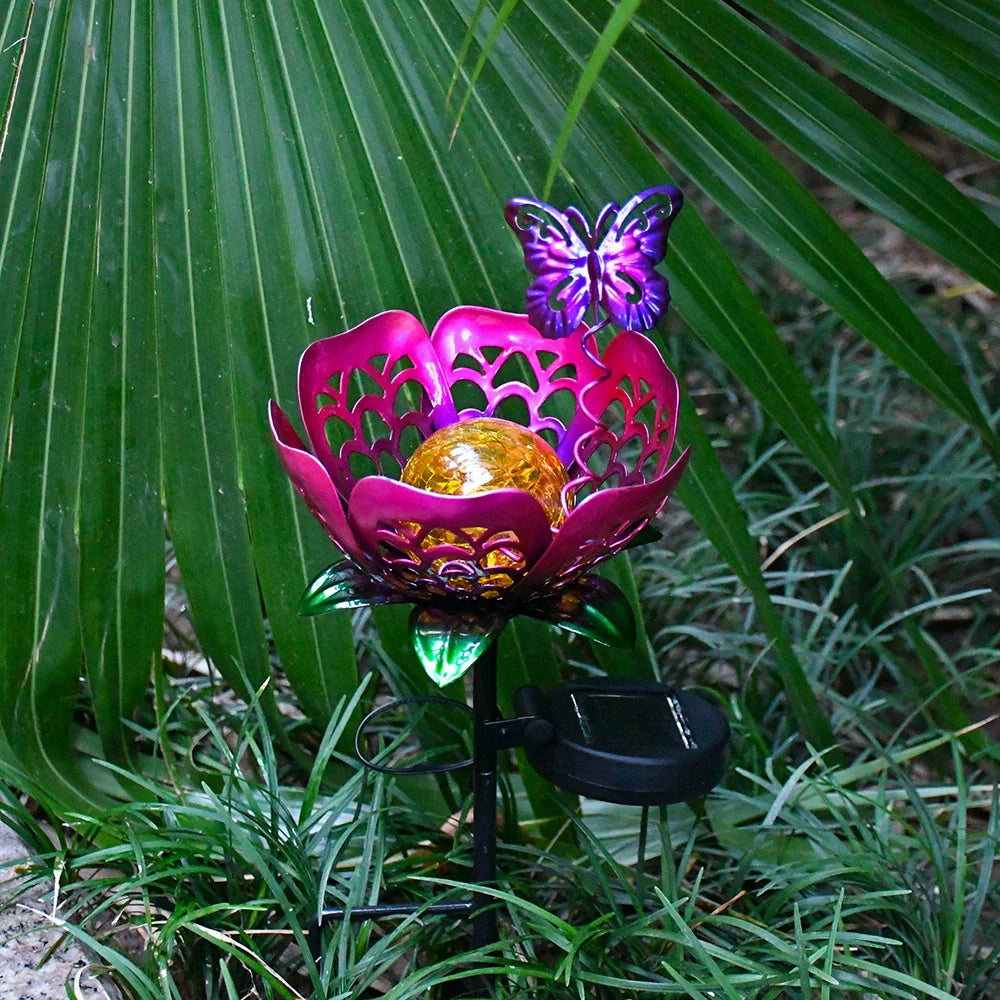 New Hollow Projection Solar Garden Light, Iron Craft Ground Stake Sunflower Lamp