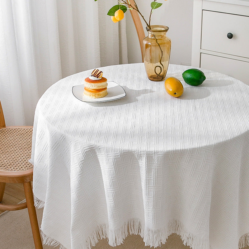 Maliben | Waffle Modern Tablecloth, Knitted Fabric Lace Coffee Cloth, Round Tablecloth, Rectangular Tablecloth