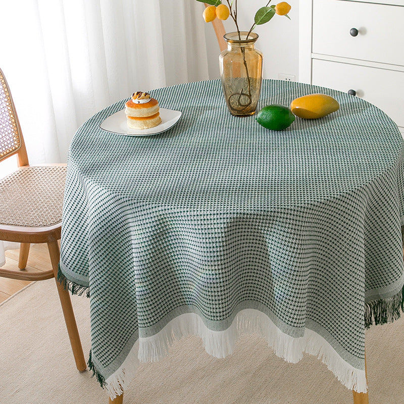 Maliben | Waffle Modern Tablecloth, Knitted Fabric Lace Coffee Cloth, Round Tablecloth, Rectangular Tablecloth