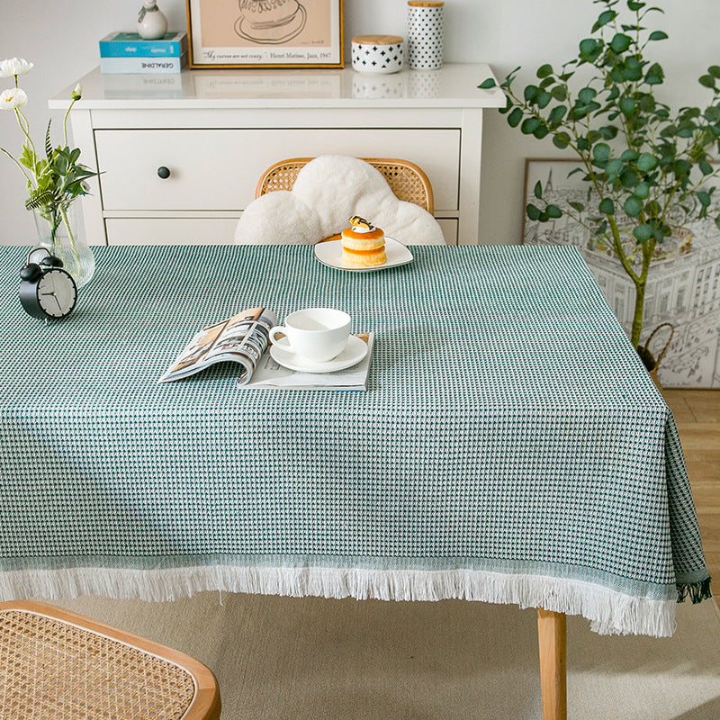 Maliben | Waffle Modern Tablecloth, Knitted Fabric Lace Coffee Cloth, Round Tablecloth, Rectangular Tablecloth