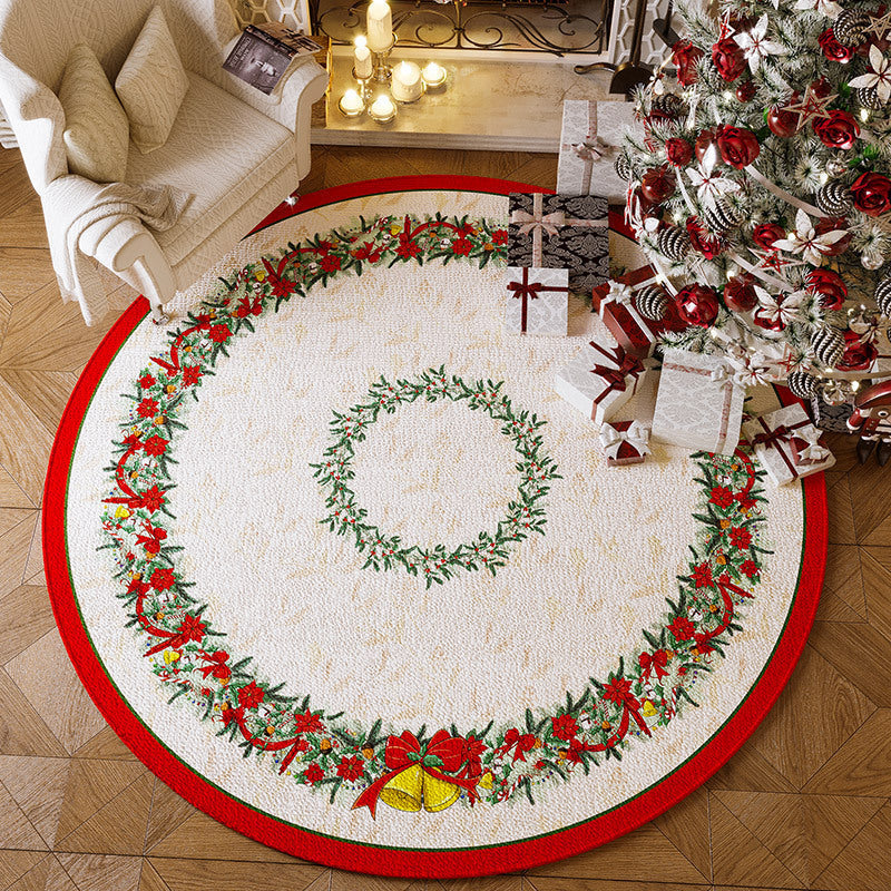 Maliben | Christmas Rug - Living Room Red Festive Carpet Absorbent Non-Slip