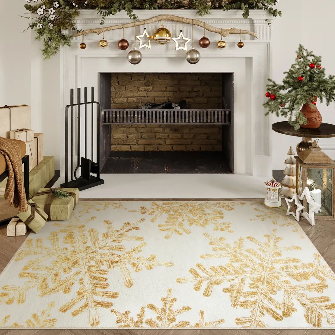Maliben | Christmas Rug - Crystal Velvet Living Room Bedroom Non-Slip And Stain-Resistant Rug