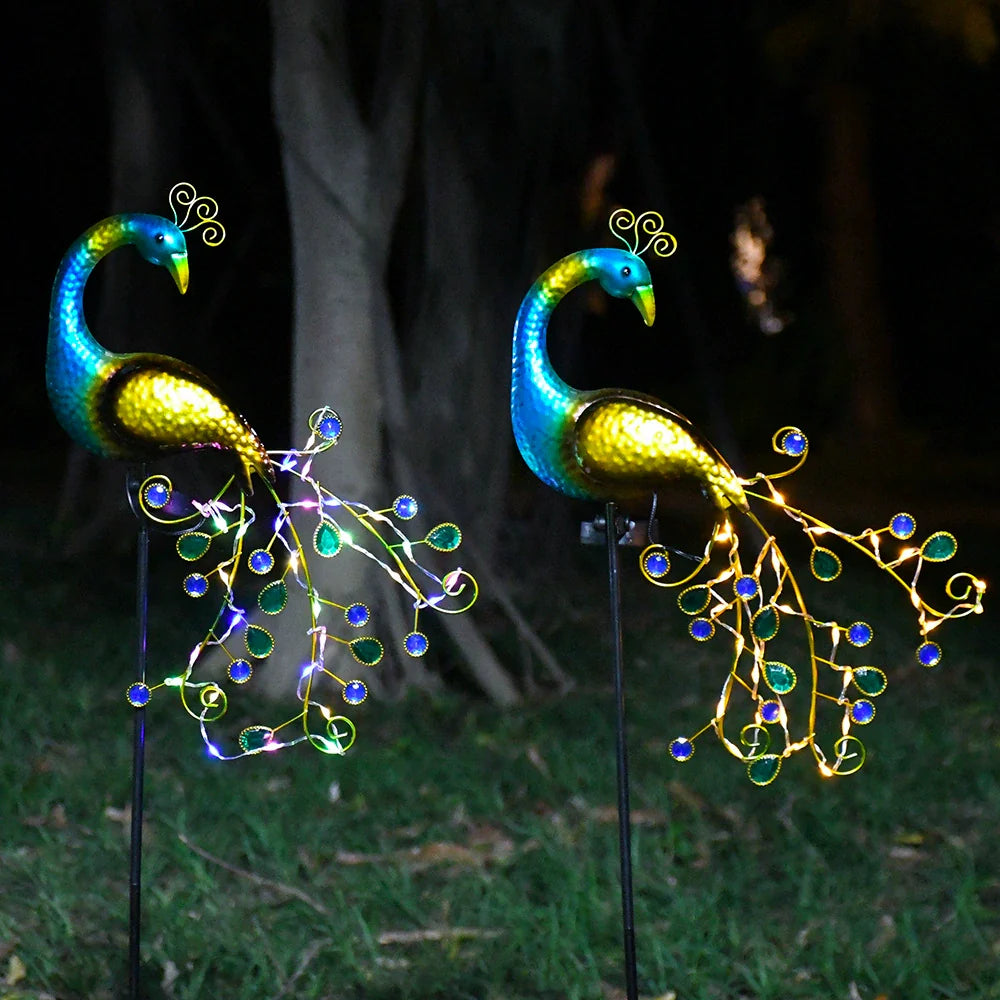 Solar Peacock Garden Light, Iron Art Yard Decoration