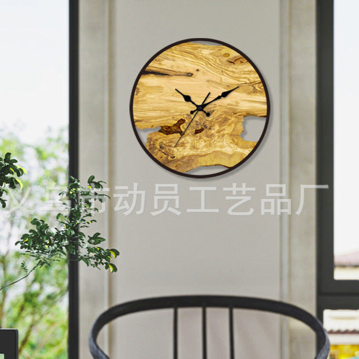 Maliben | Wood imitation acrylic silent wall clock for the living room 30 cm