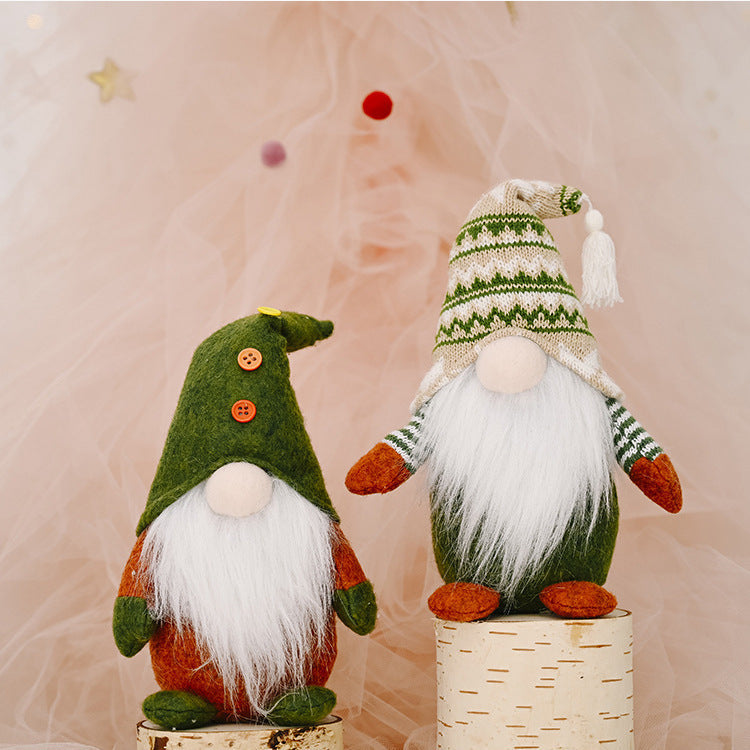 Nordic Green Style Faceless Elf Plush Rudolf Doll