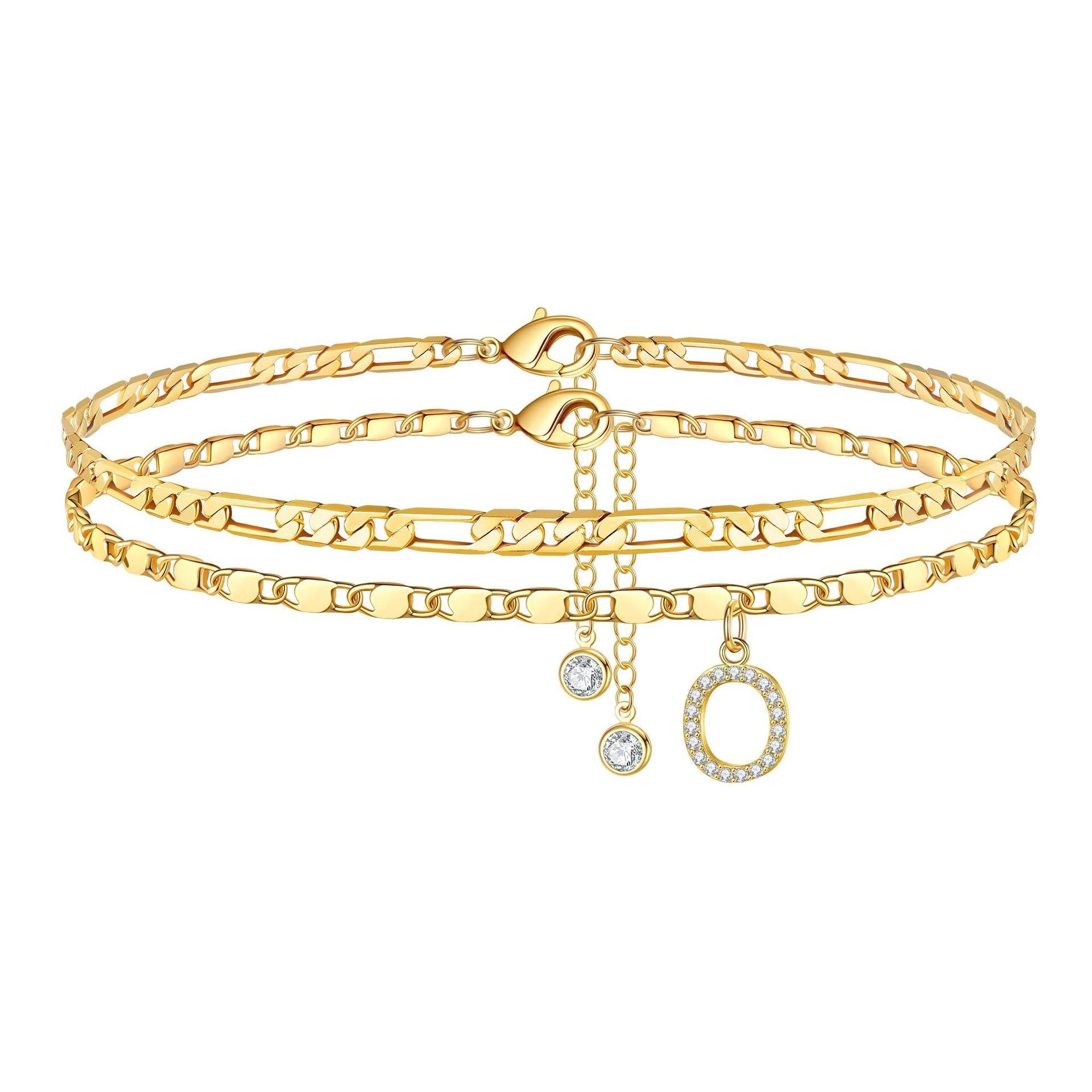 Maliben | 2pc 14k Diamond Letter Initial Anklet
