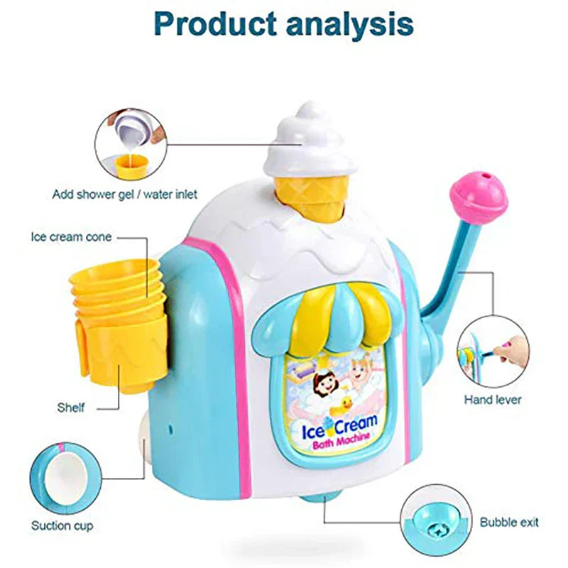 Maliben | Bubblecream | Magic Bubbles - Automatic Ice Cream Bubble Machine For Kids