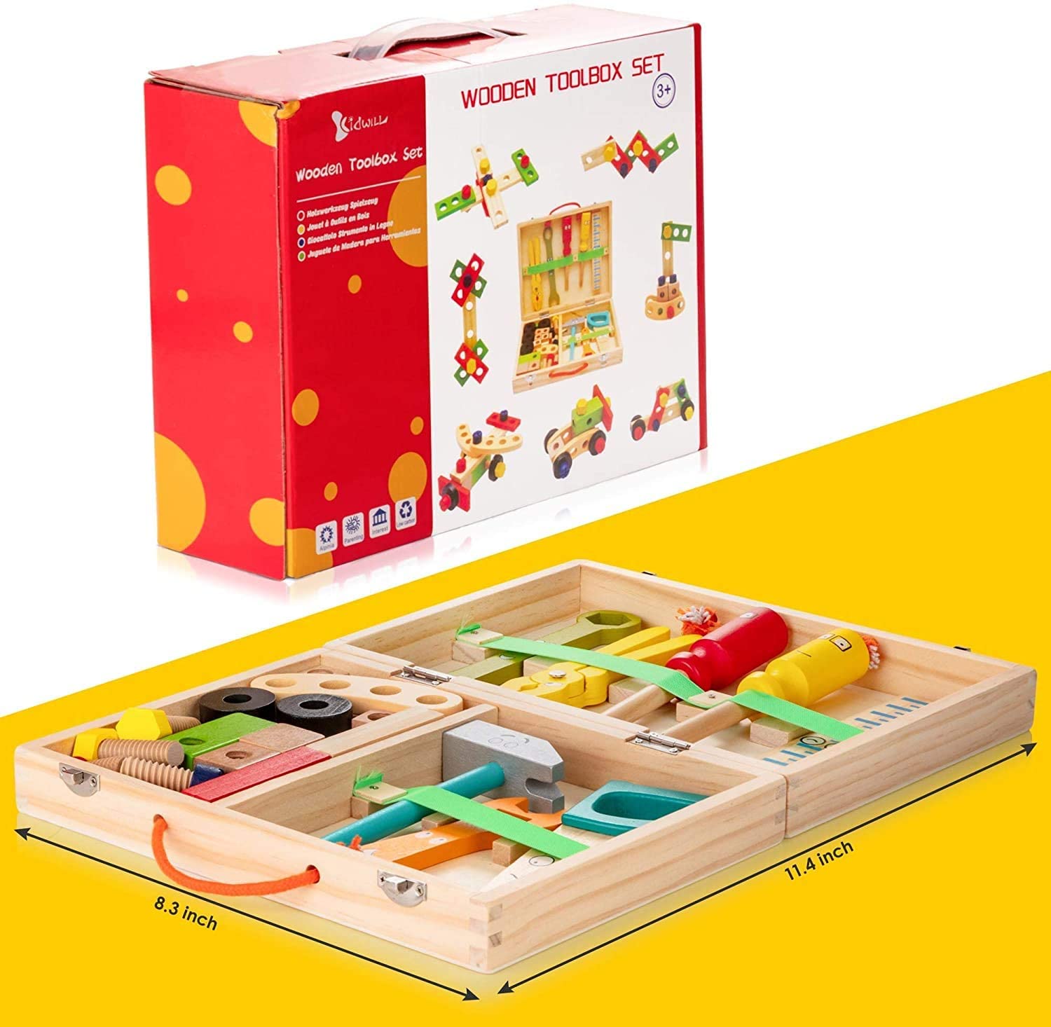 Maliben | Ecotoys Colorful Tool Box | Educational And Creative - Diy Toys For Children